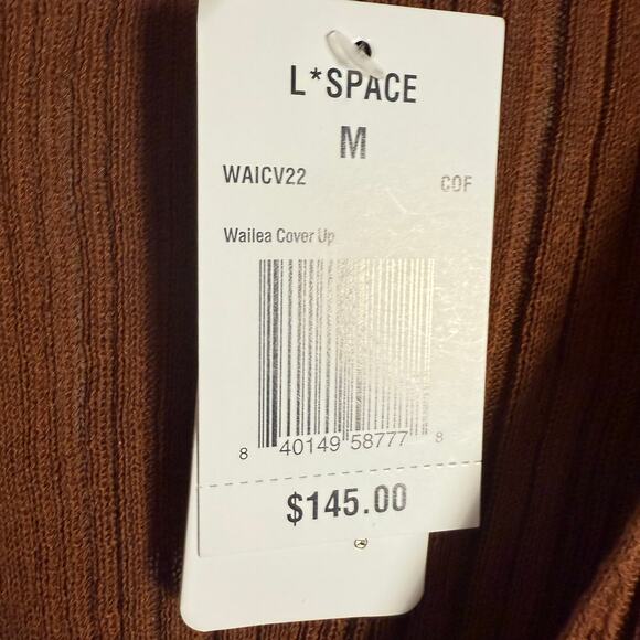 L*Space Wailea Coffee Brown Cover Up O-Ring Long Sleeve Mini Dress Size Medium - Picture 11 of 12